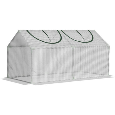 Serre Outsunny avec fenêtre. film de maille PE. serre en acier. serre pour balcon. jardin. serre à tomates 120 x 60 x 60 cm. serre pour légumes. fleurs. plantes. blanche (1/5)