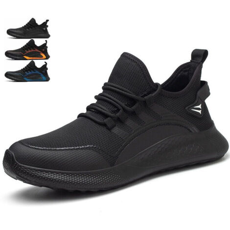 Chaussures de sécurité pour hommes et femmes, antichocs, antiperforation, respirantes et légères, chaussures de travail à embout en acier Noir Taille 40 (1/5)