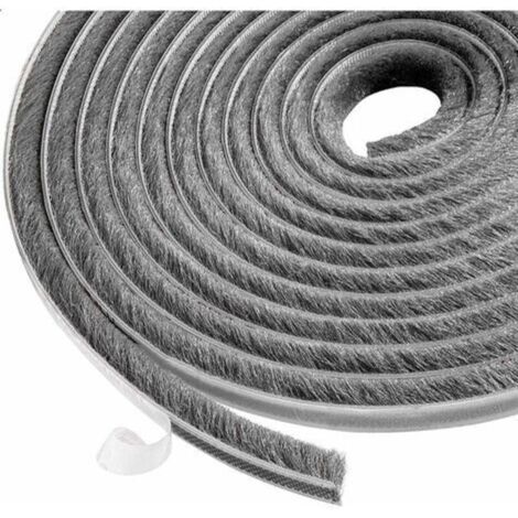 Joint de porte et fenêtre 10m bande de brosse, Joint brosse adhésif autocollante coupe-vent et anti-poussière pour fenêtres et portes mobiles, Largeur 9mm x Hauteur 9mm(Girs) (1/5)