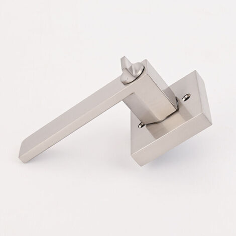 Poignée de porte de chambre/salle de bain pour salle de bain privée et porte intérieure Poignée de serrure de porte robuste Finition nickel satiné (1/4)