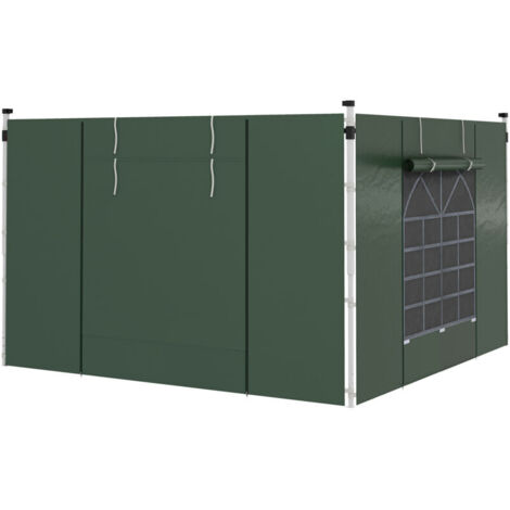 Panneaux latéraux pour tonnelle 3 x 3 / 3 x 6 m, bâches latérales avec fenêtre et porte, parois de rechange pour tente de réception, tissu Oxford, vert (1/5)