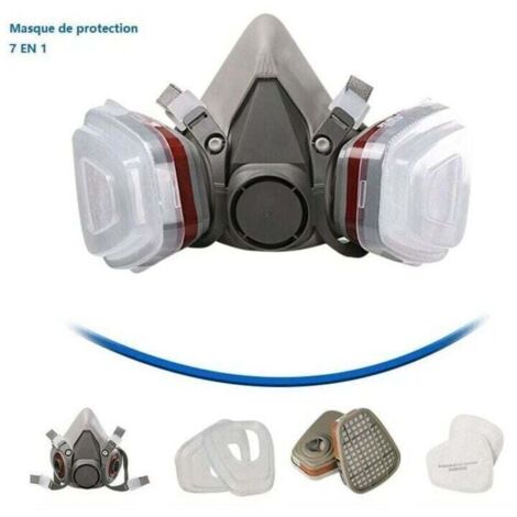 Masque de protection 7 en 1, masque de peinture, réutilisable, avec filtre anti-poussière, masque respiratoire à gaz avec filtre spray, peinture, travaux, produits chimiques, bricolage (1/5)