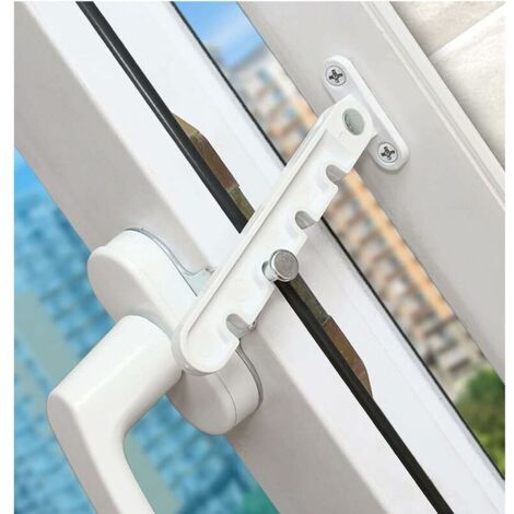 Entrebâilleur de fenêtre à battant, verrou de sécurité pour bébé, verrou anti-pincement, entrebâilleur de ventilation de fenêtre, bois et aluminium,ouverture vers l'extérieur pour fenêtre UPVC, blanc (1/5)