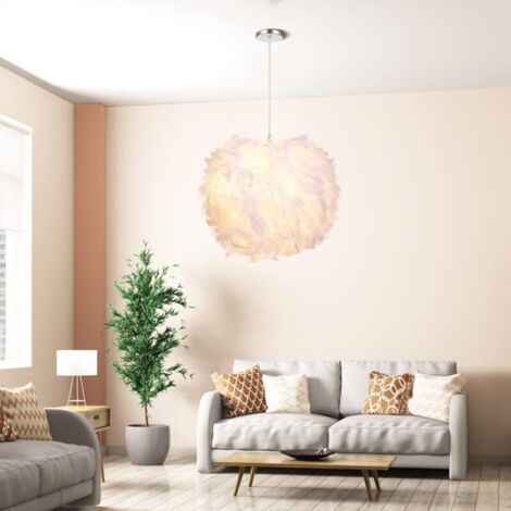 LED Suspension, Plafonnier Plume Décoration Pendentif Lumière Chambre Lustre Grand Cadeau pour Enfant Ami, Prise E27 Facile à Nettoyer (Ampoule non Incluse) (Diamètre 30CM) (1/5)