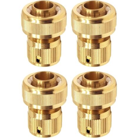 Raccord d'Arrosage 19 mm (3/4") en Laiton, Rapide Raccord Connecteurs pour Tuyau d’arrosage dans Le Jardin - Lot de 4 (1/5)