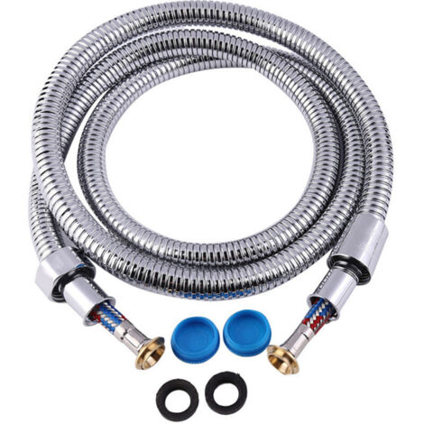Flexible de douche en acier inoxydable 150cm, double protection contre l'emmêlement Marque internationale-Flexible de douche extrêmement flexible, flexible métallique avec raccord pivotant (1/5)