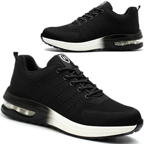 Chaussures de sécuritéChaussures de Sécurité Hommes Femmes Légère Basket de Sécurité Respirante Confortable Chaussure de Travail avec Embout en Acier Noir-Blanc Taille 37 (1/5)