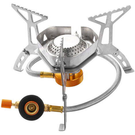 Cuisinière à gaz coupe-vent pliable portative 3000W Cuisinière fendue avec allumage (1/5)