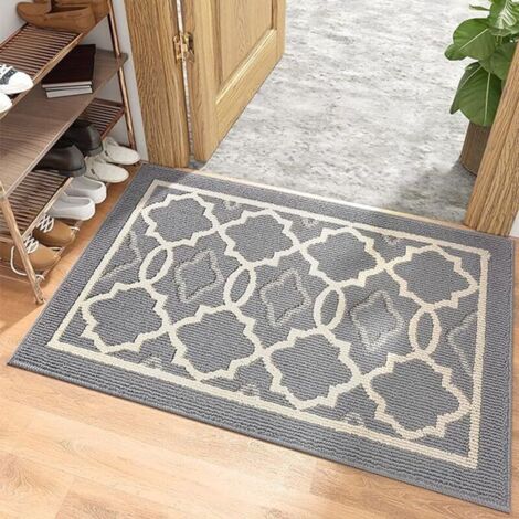 Paillasson antidérapant 50 x 80 cm Tissu dense en polypropylène Semelle caoutchouc écologique Lavable en machine pour intérieur et extérieur (1/4)
