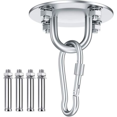 Support et fixation pour hamacCrochet de plafond, crochet pivotant en acier inoxydable, capacité jusqu'à 500 kg crochet en U pour hamac et chaise (1/5)