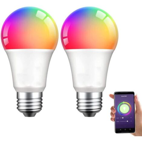 Guirlande lumineuse de Noël Alexa Ampoule LED intelligente E27 9 W RGBCW Changement de couleur 2200-6500 K 1000 lm Compatible avec Alexa, Google Assistant (2 pièce, E27) (1/5)