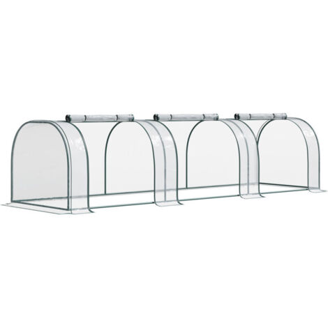 Outsunny Mini Serre de Jardin mini serre tunnel serre à tomates 3,5L x 1l x 0,8H m Acier PVC Haute densité Anti-UV 3 fenêtres avec Zip enroulables Vert et Transparent (1/5)
