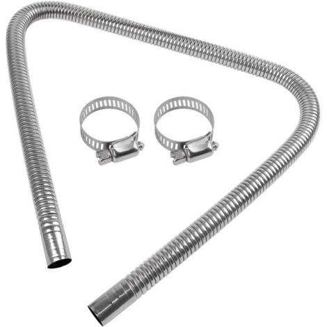 Tuyau gazFlexible Pour Echappement 120 cm, Voiture Tuyau d'Echappement, Tuyau d'Échappement de Chauffage de Voiture, Tuyau d'Évent de Gaz Diesel Avec Deux Pinces En Acier Inoxydable (1/5)