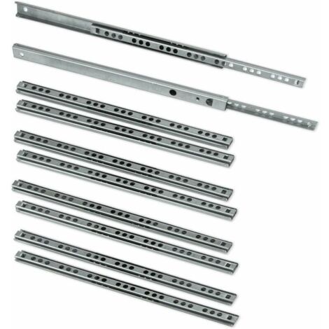 Coulisse pour tiroirLot de 5 paires (10 pièces) Coulisses/Glissières à Billes Extrait Partie 17mm x 278mm pour Tiroir, Zingué (1/4)