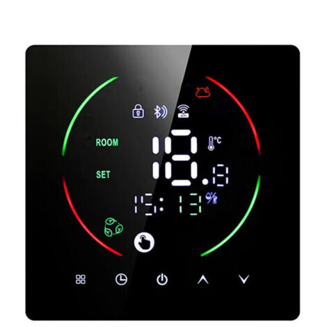 Thermostat intelligent Thermostat de chauffage Thermostat d'ambiance Thermostat de chauffage électrique au sol 16A LED écran tactile numérique noir (1/5)