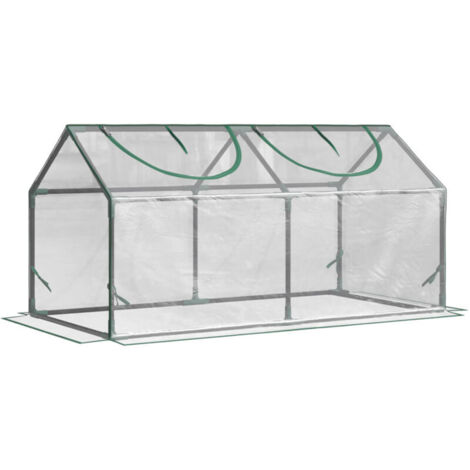 Serre de jardin mini serre 2 fenêtres enroulables couverture en PVC 120 x 60 x 60 cm transparent (1/5)