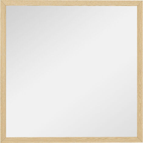 Miroir mural carré 50 x 50 cm, cadre en bois naturel, idéal pour la salle de bain, salon ou chambre (1/5)