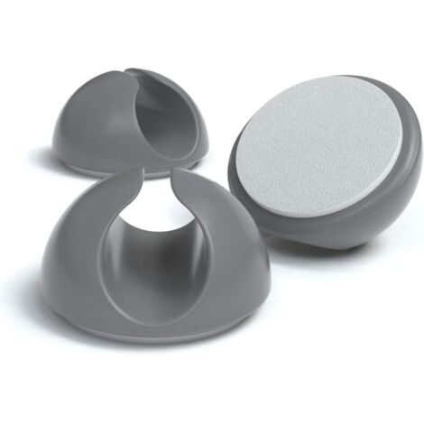Lot de 12 attaches de câbles élastiques et auto-adhésives, pour la fixation et la gestion des câbles. Flexibles et grises. (1/5)