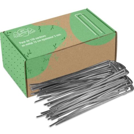 Pack de 50 Agrafes Paillage en Acier Galvanisé - Fixation Bache, Tente, Grillage, Cloture (1/3)