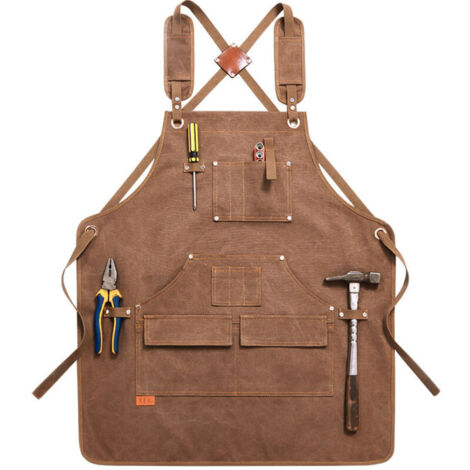 Tablier en toile super épais, multifonction, poche, cuisine, manucure, nettoyage, uniforme, travail du bois, mécanicien, ferme, ranch, tablier de protection (1/5)