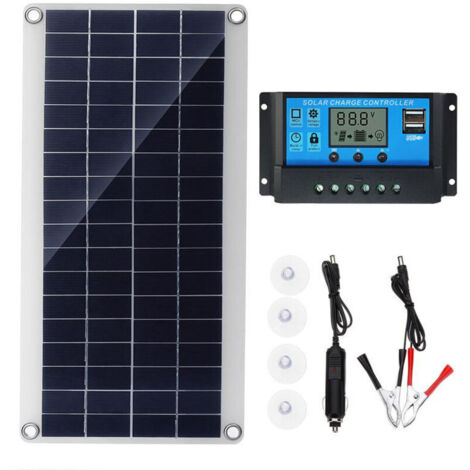 Panneau solaire 300W 12V, kit de panneau solaire, kit de chargeur de batterie avec régulateur de charge solaire 20A pour camping - car, yacht, extérieur, jardin, éclairage