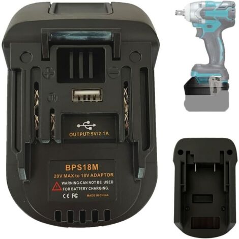 Adaptateur de batterie pour Black&Decker 20 V, convertisseur de batterie Li-ion Porter Cable 20 V, pour outils sans fil Makita 18 V BL1830 BL1840 BL1850 BPS18M (1/5)