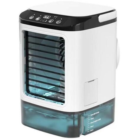 Climatiseur portable, climatiseur personnel avec grand réservoir d'eau de 900 ml et glacière, double pulvérisation de brume et 7 lumières de couleur, 3 vitesses et mode boost, refroidisseur d'air par