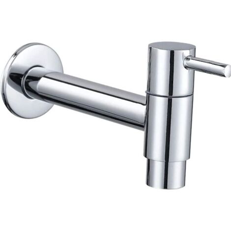 Vadrouille Robinet Mural Noir, Robinet Froid, Acier Inoxydable Économiseur d'Eau pour Salle de Bain, Évier, Balcon, Cuisine (Argent) (1/5)
