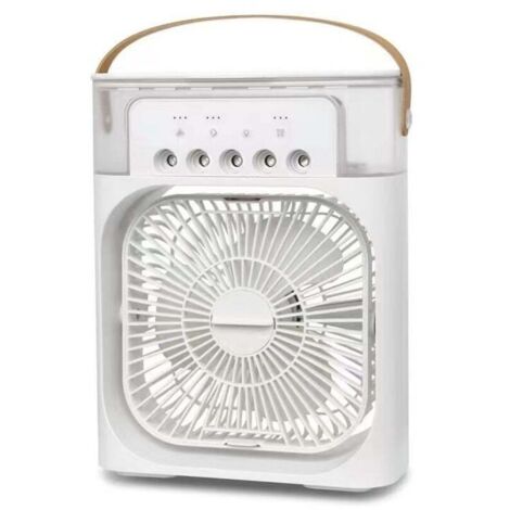 Climatiseur portable, mini climatiseur portable 600 ml, mini ventilateur, 3 vitesses, 3 modes de brumisation, 7 veilleuses, minuterie de 2 à 8 heures pour le bureau [Classe énergétique A] (1/5)