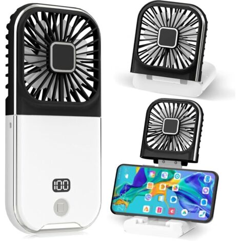 Mini Ventilateur Portable Ventilateur à Main USB Rechargeable Petit Portatif Portable Ventilo Ventilateur de Poche Silencieux Fan Pour Bureau, Maison, Extérieur, Dormir (Noir) (1/5)