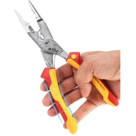 Pince 8 en 1 isolé multifonction électricien I Sertir, dénuder, couper, saisir, ébavurer, plier, visser, couper les vis (45705) (1/5)