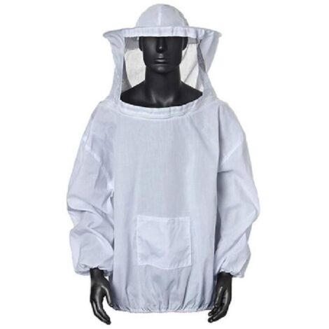 Vêtements de protection pour apiculteurs, combinaison d'apiculture professionnelle avec capuche, chapeau de protection pour abeilles avec fermeture éclair (blanc) (1/5)