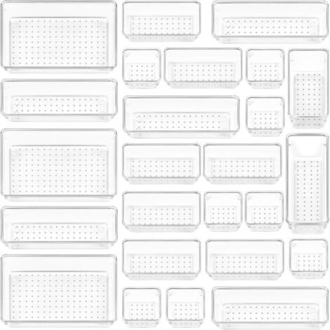 Organisateur de tiroir 25 pièces, 4 tailles, système d'organisation de maquillage, organisateur de commode pouvant être utilisé dans les toilettes d'invités, la cuisine, la salle de bain, le bureau, l (1/5)