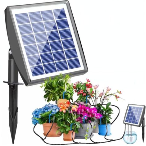 Système d'irrigation solaire, équipement d'arrosage automatique pour plantes, 50 pouces, système d'arrosage de jardin, 6 modes de minuterie, adapté aux jardins extérieurs, légumes et serres (1/5)