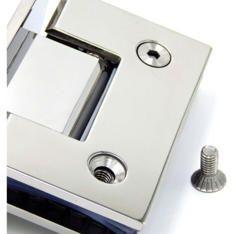 Charnières Pour Porte En Verre à 90° – Lot De 2, Finition Chromée Brossé, Acier, 9x6 Cm