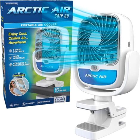 Ventilateur portable sans fil à 3 vitesses, pince universelle, rotation à 360 degrés, rechargeable par USB, autonomie de 5 heures, pour la maison, le bureau, la voiture, etc., blanc (1/5)