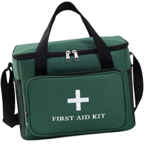 Trousse de premiers secours vide, grande capacité, légère, à plusieurs compartiments, idéale pour les activités de plein air et nautiques, verte (1/5)