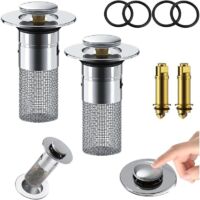 Bathroom Sink Stopper Hair Catcher, Pop Up Sink Drain Filter with Removable Stainless Steel Filter Basket Hair Catcher, Bathroom Sink Drain Strainer, for Bathroom Sink Stopper Replacement