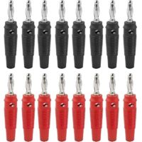 16 Pièces Fiches Bananes, 4mm Fiche Enceinte Audio, fiche Enceinte Audio Haut Parleur Connecteur pour Raccorder Les Enceintes HiFi, Amplis, ampli-Tuners et Chaînes Stéréo, Noir Rouge