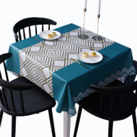 Nappe de Table PVC, Nappe rectangulaire, Nappe rectangulaire Anti Tache, Nappe Impermeable, Nappe Tache pour Picnic, Exterieur, Jardin, Géométrie, (Bleu)90x90cm