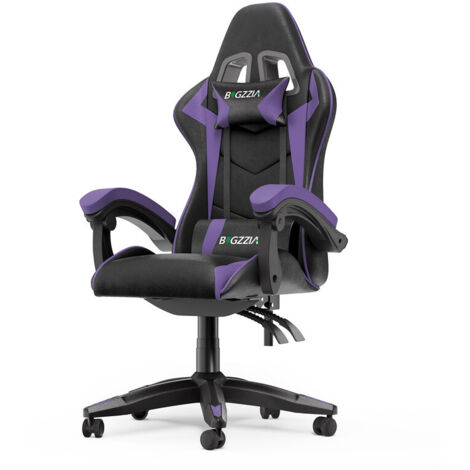 Chaise de bureau - Rattantree Chaise Gaming - Siège de Bureau Réglable Gaming Racing - avec coussin et dossier inclinable - Noir et Violet