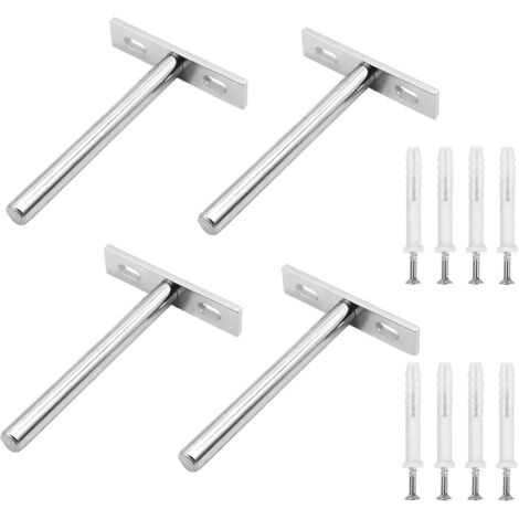 Support mural caché en bois pour étagère flottante – Lot de 4 – Acier galvanisé – Capacité jusqu'à 12 kg – Installation facile – Hklffja