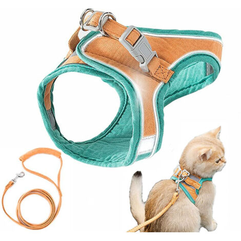 Rnemitery – Harnais pour chat avec laisse gilet – Anti-fuite – Matériau doux et respirant – Tour de poitrine 28-32 cm – Promenades sécurisées