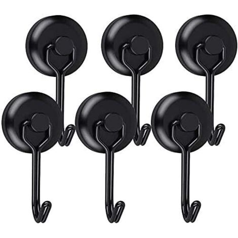Crochet Aimanté Puissant Crochet Magnetique Frigo Noir Néodyme Pivotants Aimant Crochet Magnétique Crochets Aimantés Magnétiques pour Cuisine Torchon Tableau 6pcs