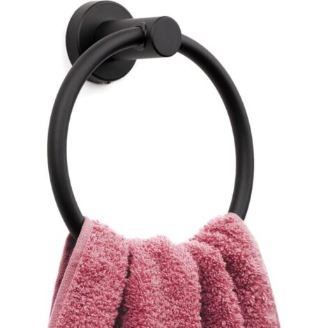 Anneau Porte-Serviettes Noir Mat Porte-essuie-Mains Moderne pour Mur de Salle de Bain Acier Inoxydable SUS304 Noir Mat