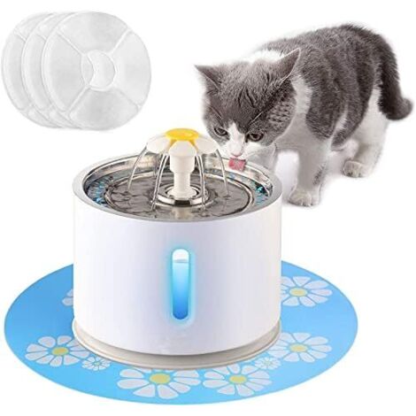 Largeight – Fontaine à eau pour chat et chien 2,4 L – Acier inoxydable – Détecteur de mouvement – Lumière LED pour alerte pénurie d'eau