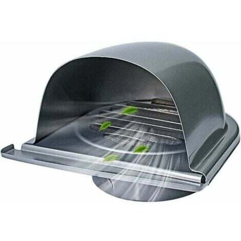 100mm Grille Aeration de Ventilation Inox, Grille de Hotte Cheminée Ronde Extéri, Grille D'aération U avec Filet Anti-insectes, Grille Ventilation avec 45° Lamelles, pour Cuisine INHHUB (1/4)