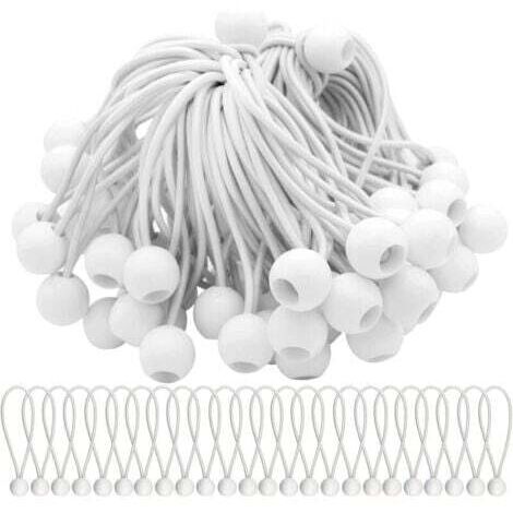 Lot de 50 Tendeur Elastique Cordons Élastiques avec Boules Sandow Elastique Boules Elastiques pour chapiteaux, tentes, bannières et bâches,INHHUB (1/4)