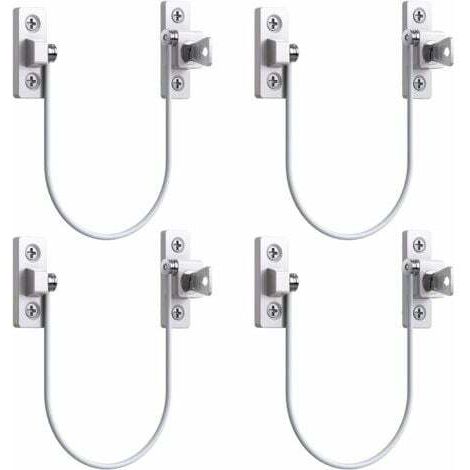 4pcs Entrebâilleur Fenêtre Porte Restricteur de Porte de Fenêtre Verrou Fenetre UPVC Verrouillage de Limite Verrou de Sécurité Câble Serrure de Limite Avec Clé et Vis--INHHUB (1/4)