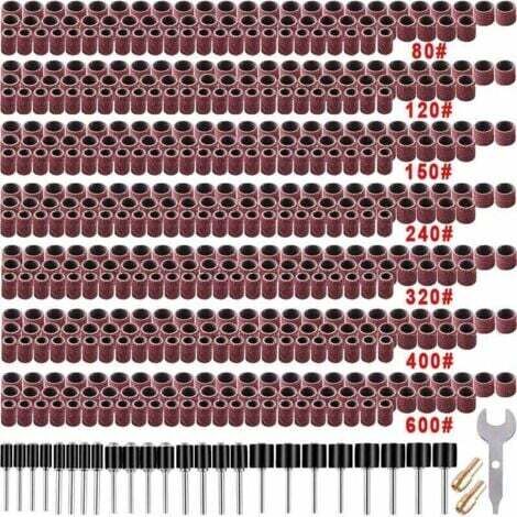 531 Pièces Tambour de Poncage Ensemble pour Dremel Outils Rotatifs, avec 504 Pièces Tambour de Poncage 24 Pièces Tambour Mandrinet 2 Pièces Mandrin à Serrage Automatique INHHUB (1/4)